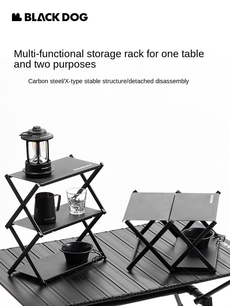 BLACKDOG Multifunctional Storage Rack Small Table Desktop Shelf Organizer Tabletop 2 Switchable Modes 30kg Max Load Stable Carbon Steel X Structure