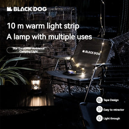 BLACKDOG Star Encounter Atmosphere Light Portable Ultralight 10m Camping Light Strip Canopy Light Lamp Lighting Outdoor LED Lantern Tent Decoration Waterproof Rechargeable IPX4 With Hand Crank Storage Hiking Picnic Travel Original Black Dog