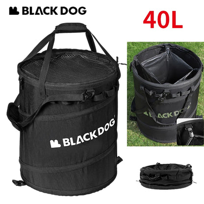 BLACKDOG Outdoor Folding Bucket Bag 40L Capacity Outdoor Portable Ultralight Multi-Functional Folding Round Clothes Bag Sundry Storage Box Hiking Camping Picnic Beach Travel  Heavy Duty Original Black Dog