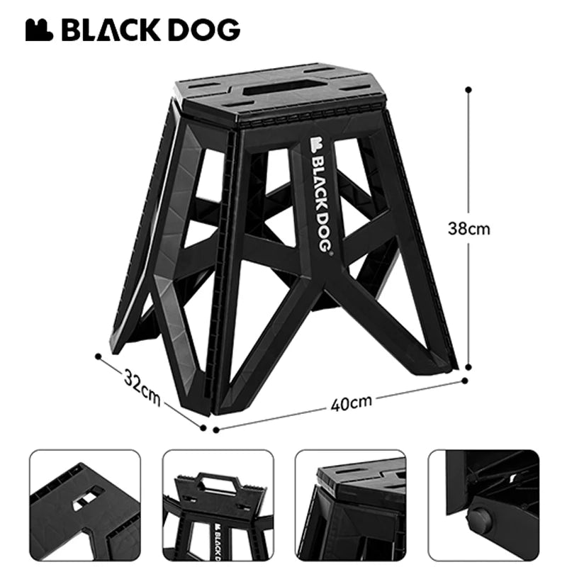 BLACKDOG Camping Folding Stool Portable Ultralight PP Chair Outdoor Stable Bucket Rack Camping Travel Fishing Beach Stool Chair Load Bearing 100kg Heavy Duty