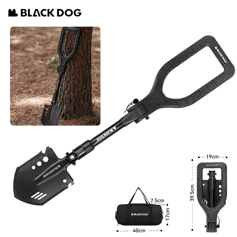 Blackdog Foldable Portable Engineer Shovel Outdoor Lightweight Multifunctional Stainless Steel Thickened Camping Shovel Fishing Hiking Tool Equipment