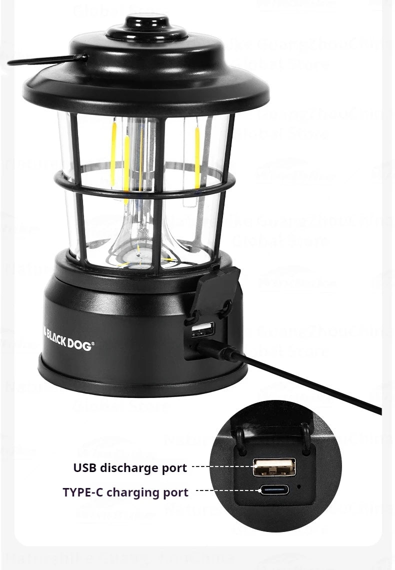 Blackdog Retro Mini Camping Light Portable Lightweight Rechargeable Lamp Waterproof 3600mAH Battery LED Atmosphere Stepless Dimming Hanging Lantern