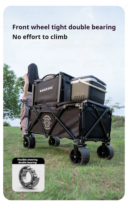 BLACKDOG Mountain Shadow Plus Camping Cart Portable Folding Cart With Brake Wheels Detachable Large Capacity Utility Wagon Outdoor Collapsible Trolley