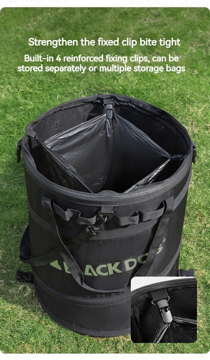 BLACKDOG Outdoor Folding Bucket Bag 40L Capacity Outdoor Portable Ultralight Multi-Functional Folding Round Clothes Bag Sundry Storage Box Hiking Camping Picnic Beach Travel  Heavy Duty Original Black Dog