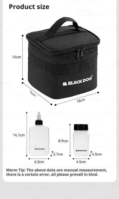 BLACKDOG Outdoor Seasoning Storage Bag Portable Condiment Bottle Set Outdoor Picnic Camping BBQ Jar Spice Container Organizer Kit 600D Oxford Cloth