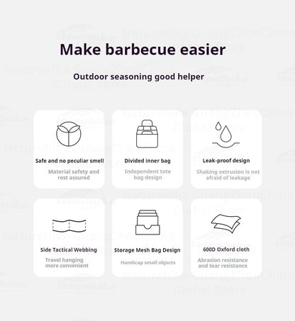 BLACKDOG Outdoor Seasoning Storage Bag Portable Condiment Bottle Set Outdoor Picnic Camping BBQ Jar Spice Container Organizer Kit 600D Oxford Cloth