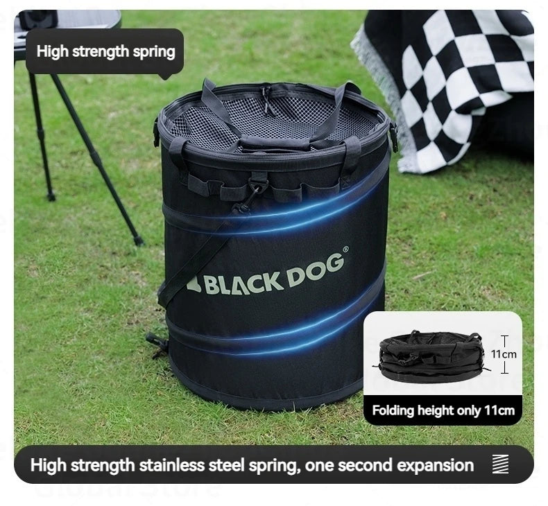 BLACKDOG Outdoor Folding Bucket Bag 40L Capacity Outdoor Portable Ultralight Multi-Functional Folding Round Clothes Bag Sundry Storage Box Hiking Camping Picnic Beach Travel  Heavy Duty Original Black Dog