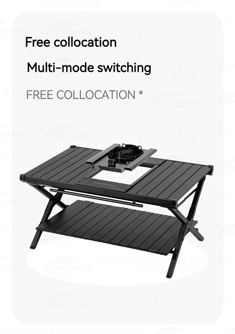 BLACKDOG Double Layer Folding Table Outdoor Desktop Aluminum Alloy Portable Lightweight IGT Egg Roll Table Camping Hiking Picnic Beach Travel Heavy Duty Original Black Dog