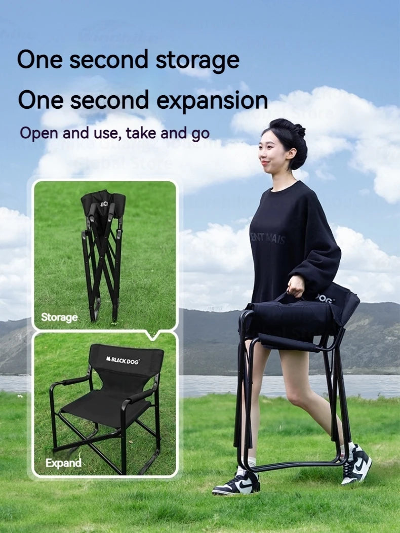 BLACKDOG Meditation Folding Director Chair Outdoor Portable Folding Leisure Stool Widen Seat With Armchair Camping Beach Fishing Picnic Garden Travel Heavy Duty Original Black Dog