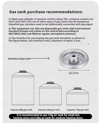 BLACKDOG Multifunctional Heating Stove 2480W High Power Furnance Water Boiler Butane Canister Gas Burner Oven Outdoor Camping Winter Heater Adjustable