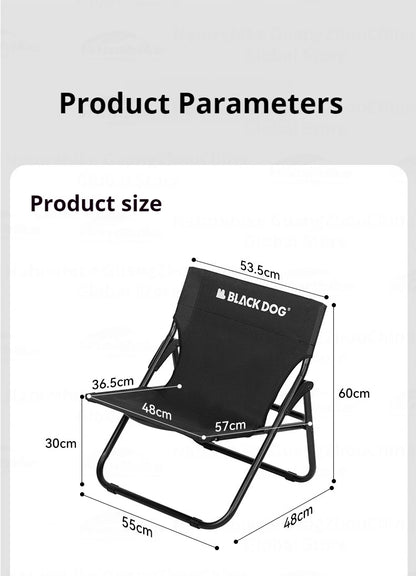 Blackdog Camping Folding Chair Portable Lightweight Moon Chair Lounger 600D Double Layer Oxford Cloth Carbon Steel Fishing Bonfire Beach Chair Outdoor