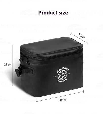 BLACKDOG 20L Portable PVC Ice Bag With Shoulder Strap Outdoor Leakproof Insulated Thermal Lunch Cooler PVC Box Camping Hiking Picnic Beach Travel Heavy Duty Original Black Dog