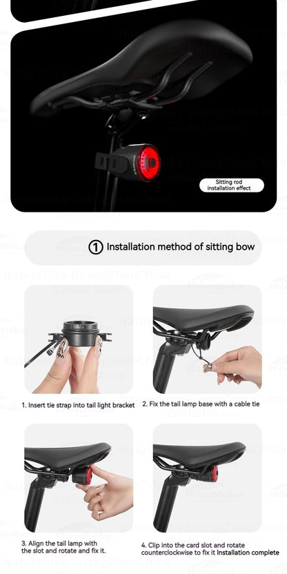 BLACKDOG Chasing Light M1 Smart Brake Tail Light Portable Lightweight Bike Tail Light Bicycle Brake Sensing Light Night Cycling Rear Lamp Taillight Waterproof Outdoor Mountain Biking Travel Heavy Duty Original Black Dog