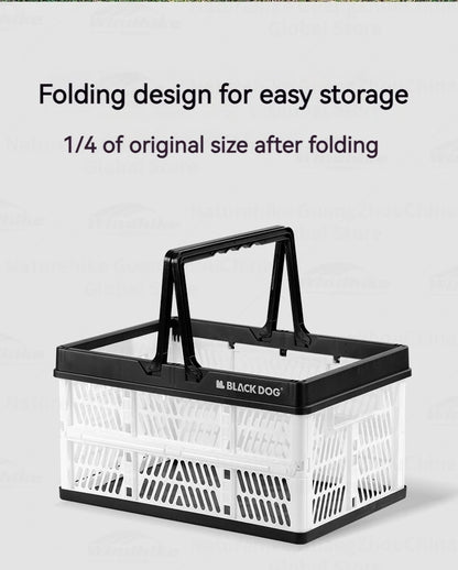 BLACKDOG Folding Storage Basket Portable Lightweight 26L Large Capacity Desk Organizer Foldable Sundry Storage Box PP Camping Outdoor Hiking Picnic Beach Travel Heavy Duty Original Black Dog