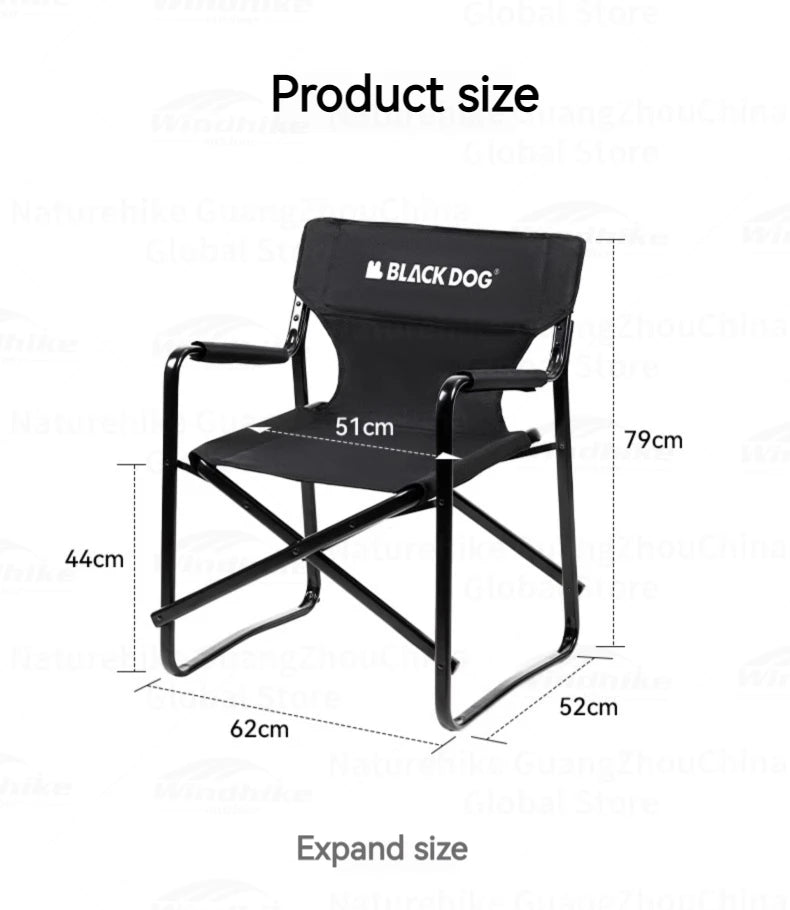 BLACKDOG Meditation Folding Director Chair Outdoor Portable Folding Leisure Stool Widen Seat With Armchair Camping Beach Fishing Picnic Garden Travel Heavy Duty Original Black Dog