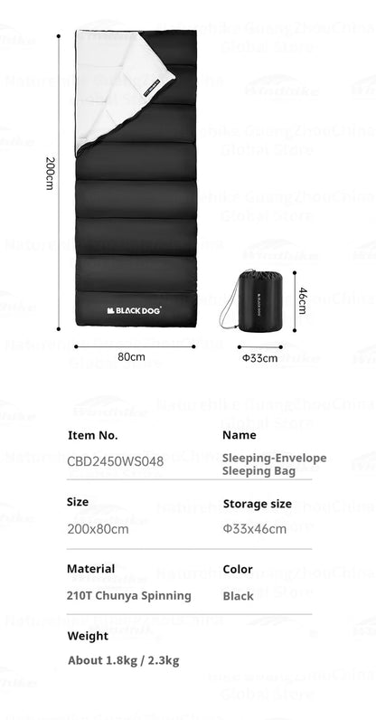 BLACKDOG Envelope Sleeping Bag Portable Ultralight Double Spring Autumn Warm Adult Sleeping Bag 210T Polyester Pongee Camping Outdoor Travel Hiking