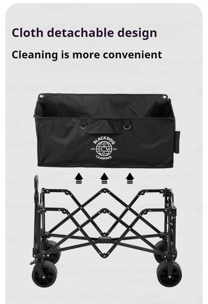 BLACKDOG Mountain Shadow Plus Camping Cart Portable Folding Cart With Brake Wheels Detachable Large Capacity Utility Wagon Outdoor Collapsible Trolley