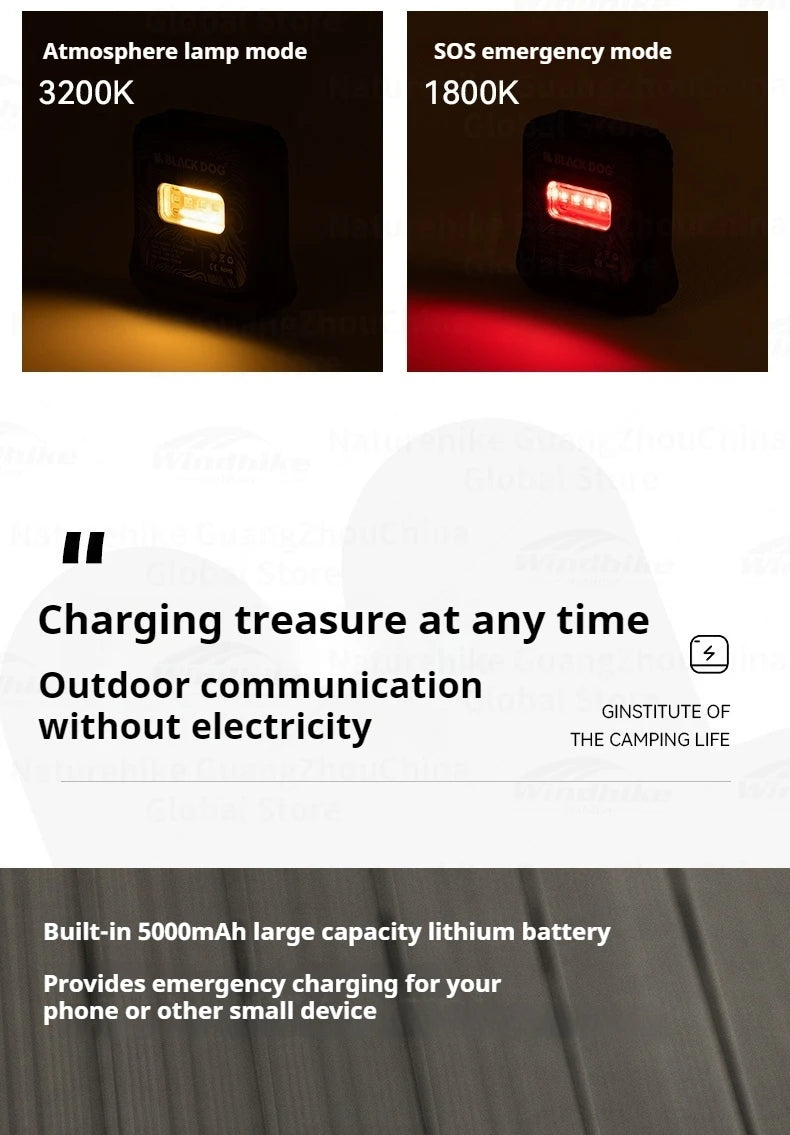 Blackdog All Terrain Double-Sided Camping Light Waterproof IPX5 Rechargeable Emergency Lamp 1000lm 5000mAh Long Battery Light Outdoor Lighting