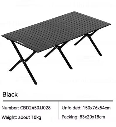 BLACKDOG Aluminum Alloy Egg Roll Folding Table Portable Camping Coffee Dining Table Outdoor Tourism Hiking Picnic Beach Foldable Board Triangular Cross Support Heavy Duty Orignal Black Dog