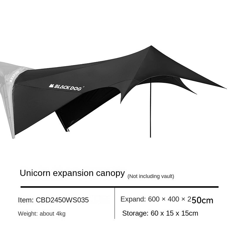 BLACKDOG UNICORN DOME TENT Automatic Multiple Setting Canopy Tent Unlimited Connection Bedroom Awning Living Area Waterproof Outdoor Camping Vinyl Coated UPF100+ UV Sun Protection Black White Fast Build 4-12 Person Large Space Heavy Duty Shelter