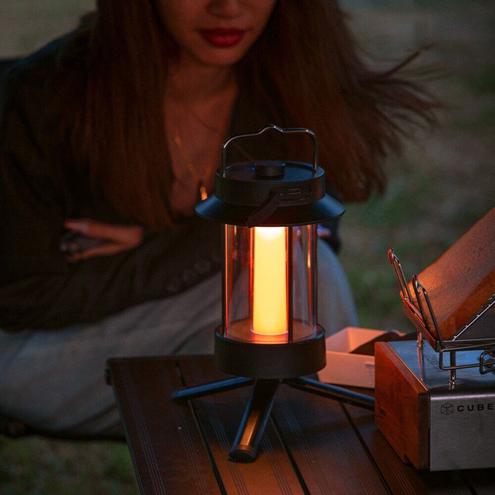 BLACKDOG Retro Camping Atmosphere Light Portable Lightweight Multi Function Outdoor Soft Light Warm Cool White LED Lantern Atmosphere Lamp USB Charging IPX4 Waterproof Up To 300 Lumens Camping Hiking Picnic Beach Travel Heavy Duty Original Black Dog