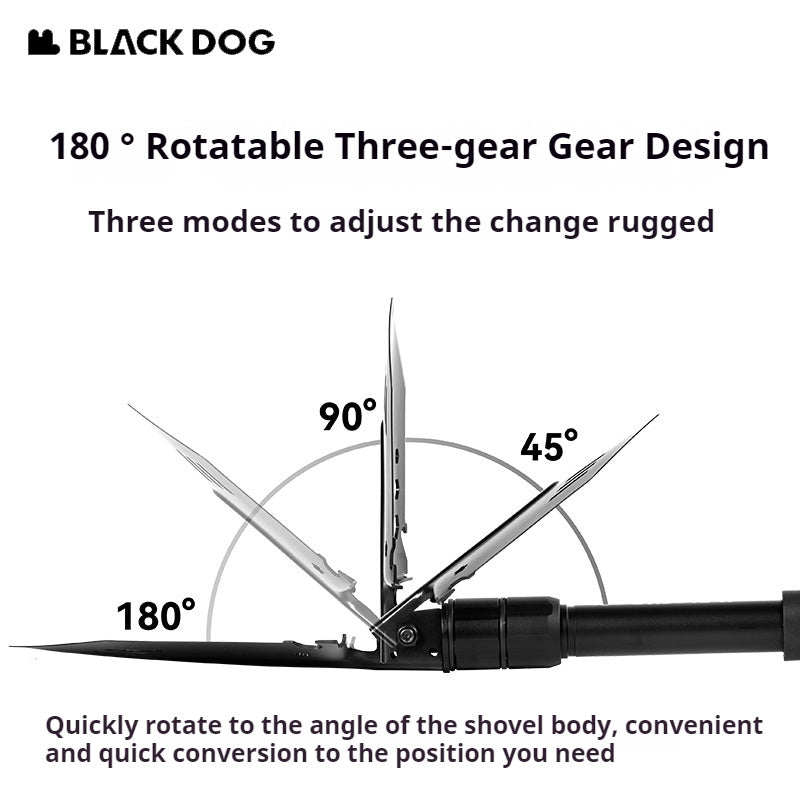 Blackdog Foldable Portable Engineer Shovel Outdoor Lightweight Multifunctional Stainless Steel Thickened Camping Shovel Fishing Hiking Tool Equipment