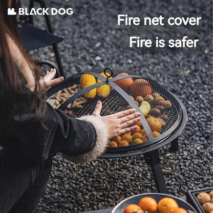 BLACKDOG FIRE PIT Barbecue Heating Charcoal Grill Stove Burner Camping Cooking Tea Coffees Iron BBQ Stove Home Outdoor Fire With Flameproof Netting Black Dog