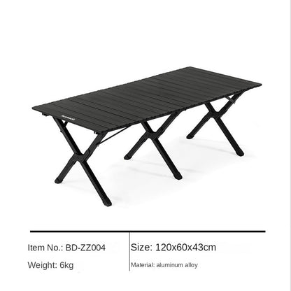 BLACKDOG Aluminum Alloy Egg Roll Table Portable Folding Lightweight Black Outdoor Camp Foldable Picnic Table Large 6 Legs Camping Hiking Beach Heavy Duty Original Black Dog