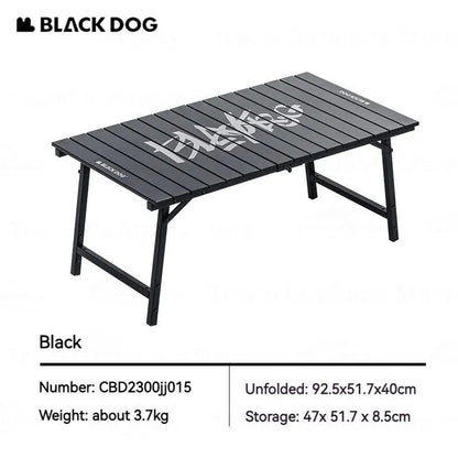 BLACKDOG Aluminum Alloy Folding Table Portable Black Ultralight Fast Assembly 30kg Max Load Outdoor Camping Picnic Table Multifunctional with Storage Bag Heavy Duty Durable Black Dog