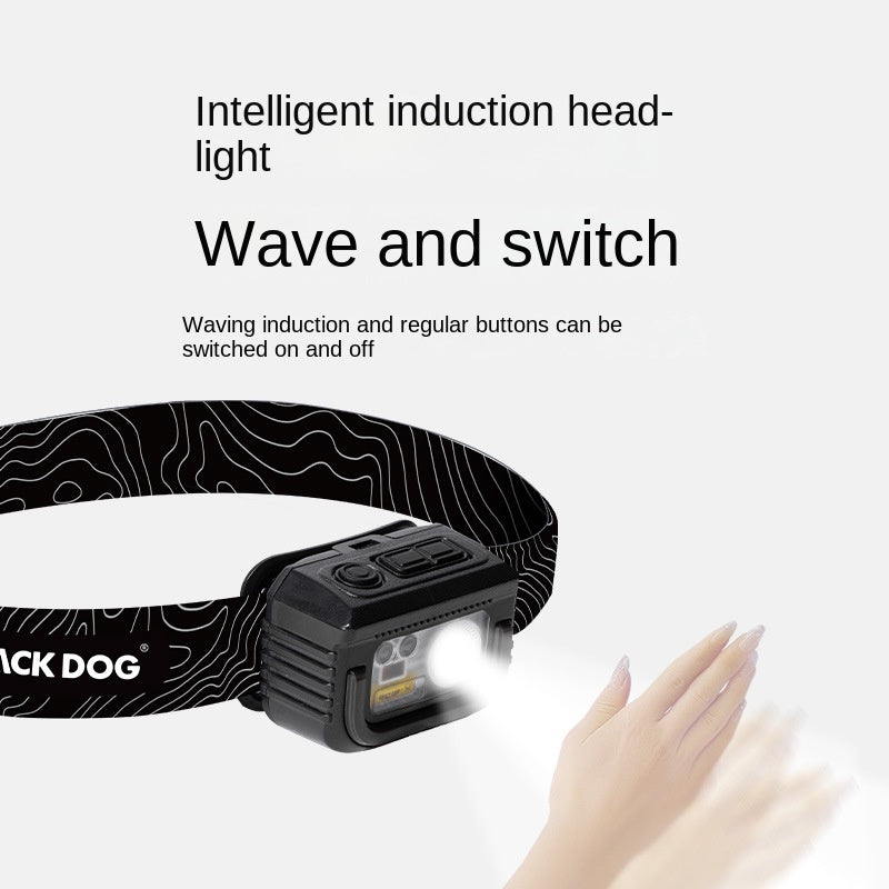 BLACKDOG Multi-Function Sensor Headlight Portable Ultralight Induction Sensor Headlamp USB Charging Rechargeable Black Head Lamp Light IPX5 Waterproof Outdoor Camping Hiking Picnic Travel Heavy Duty Original Black Dog