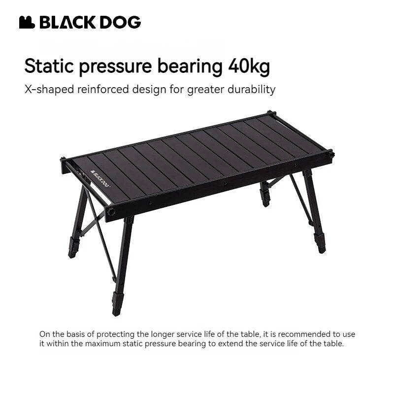 BLACKDOG Black IGT Portable Table Ultralight Compatible Free Combination Height Adjustable High Low Camping Table Folding Outdoor Picnic BBQ Grill Stove Cooking Foldable Aluminum Alloy 40kg Max Load Heavy Duty Original Black Dog