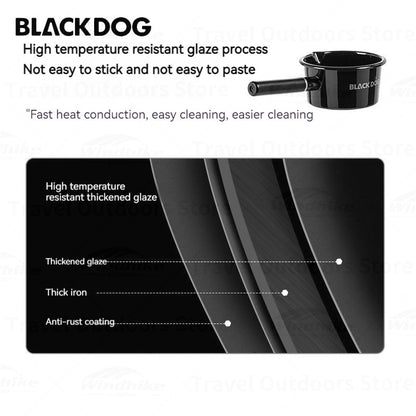 BLACKDOG Camping Enamel Cooker Pot Portable Ultralight 1L Milk Boiler Iron Pot Sauce Pan Polearm Stockpot 1-2 Persons Kitchen Tool Outdoor Hiking Picnic Cooking Travel Heavy Duty Original Black Dog