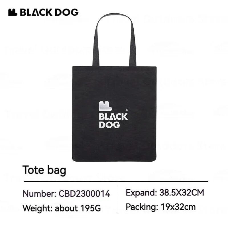 BLACKDOG Black Mutli-Functional Shopping Bag Portable Ultralight Storage Tote Bag Strong Durable Wear Resistant Carrying Bag Eco Bag With Zipper Camping Hiking Outdoor Beach Travel Grocery 900D Oxford Cloth Heavy Duty Original Black Dog