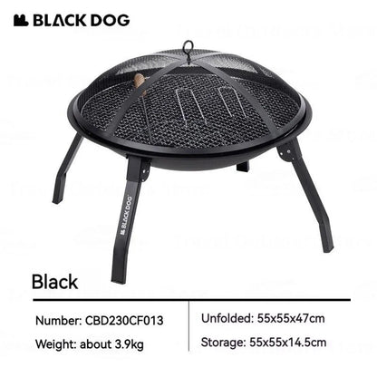 BLACKDOG FIRE PIT Barbecue Heating Charcoal Grill Stove Burner Camping Cooking Tea Coffees Iron BBQ Stove Home Outdoor Fire With Flameproof Netting Black Dog