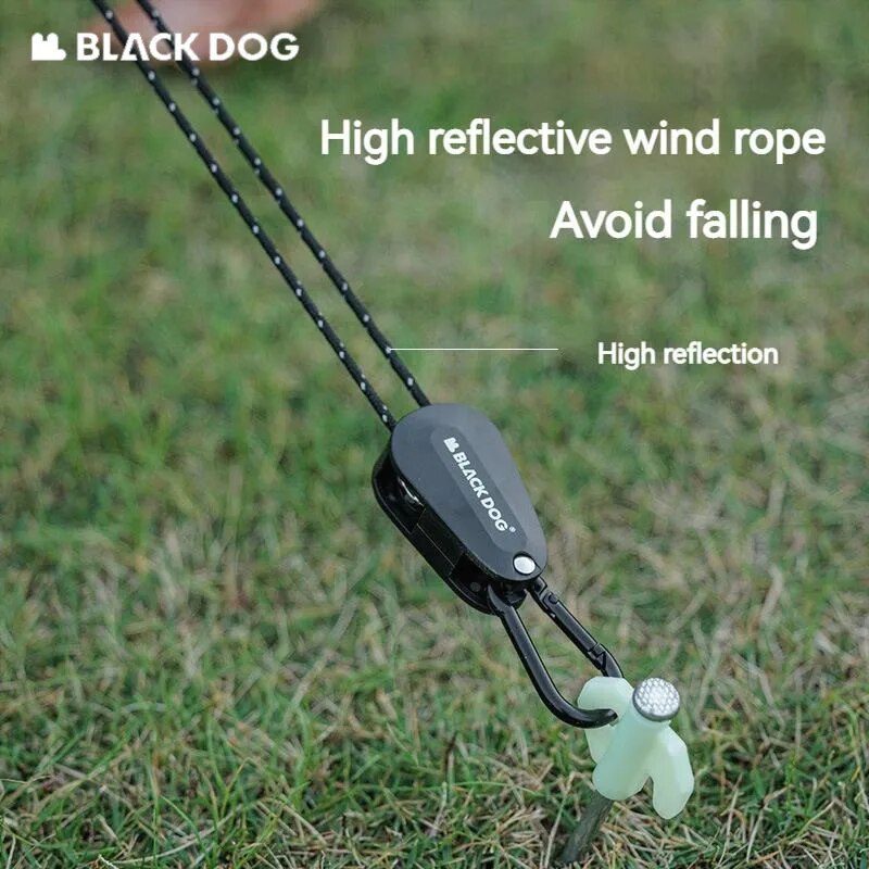 BLACKDOG Wind Rope Adjuster Portable Lightweight Pulley Design Easy Windproof Canopy Tarp Tent Setup Strong Load Bearing Outdoor Camping Hiking Outdoor Equipment Reflective Line Buckle Tensioner Hook Heavy Duty Original Black Dog