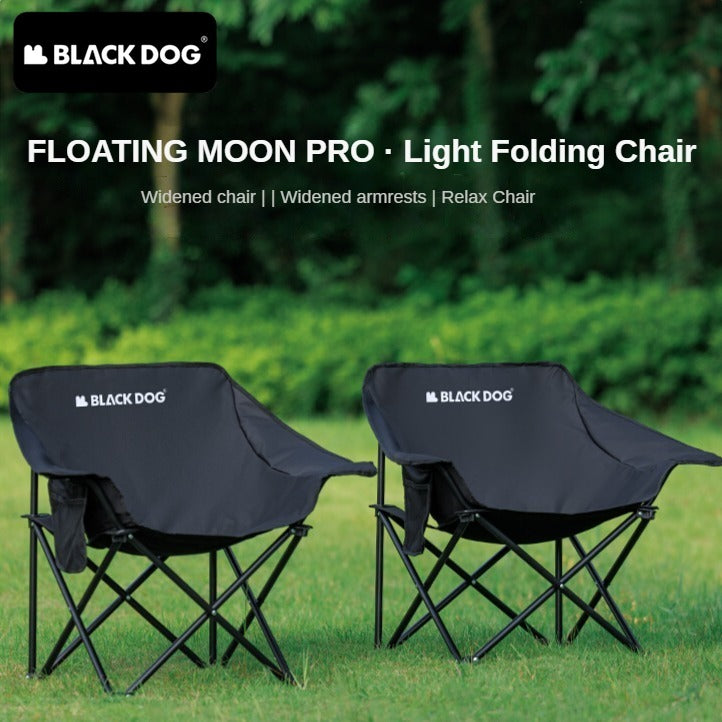 BLACKDOG FLOATING MOON PRO Black Portable Chair Outdoor Camping Relax Folding Armchair 120kg Max Load Heavy Duty Ultralight Foldable