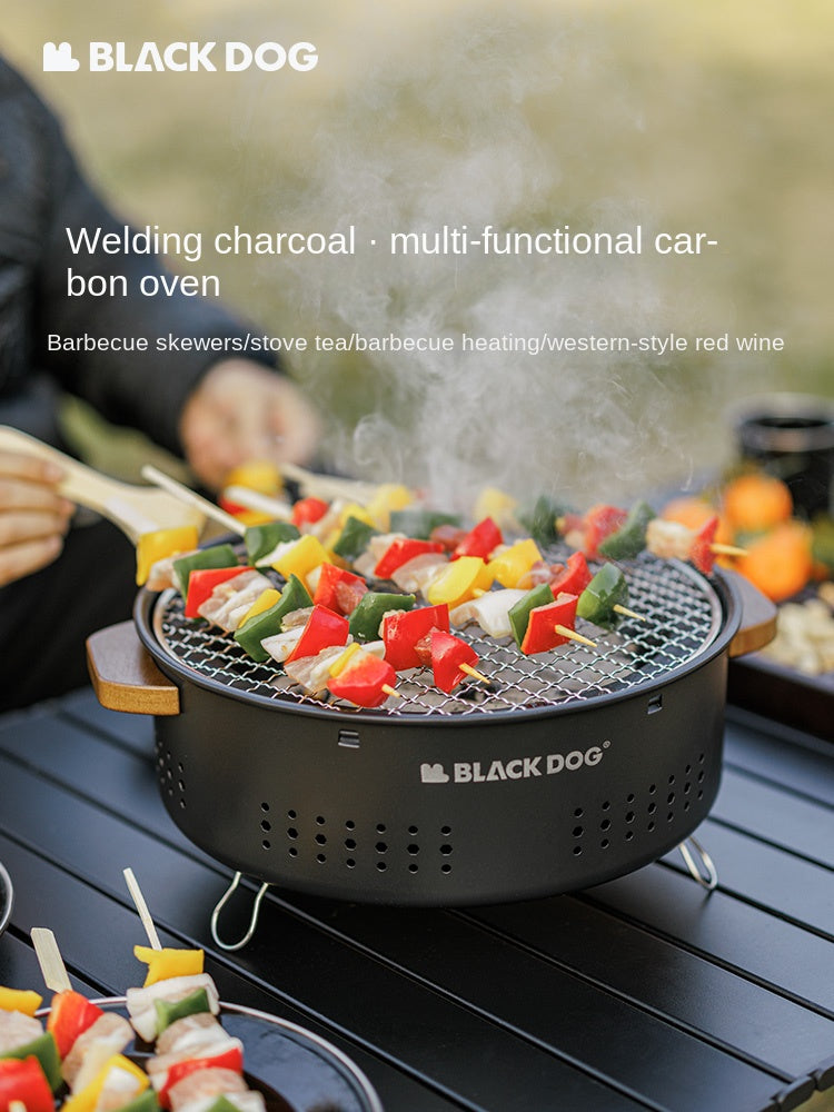 BLACKDOG Black Tabletop Charcoal BBQ Table Grill Outdoor Camping Mini Desktop Burner Stove Cooking Portable with Storage Bag Black Dog