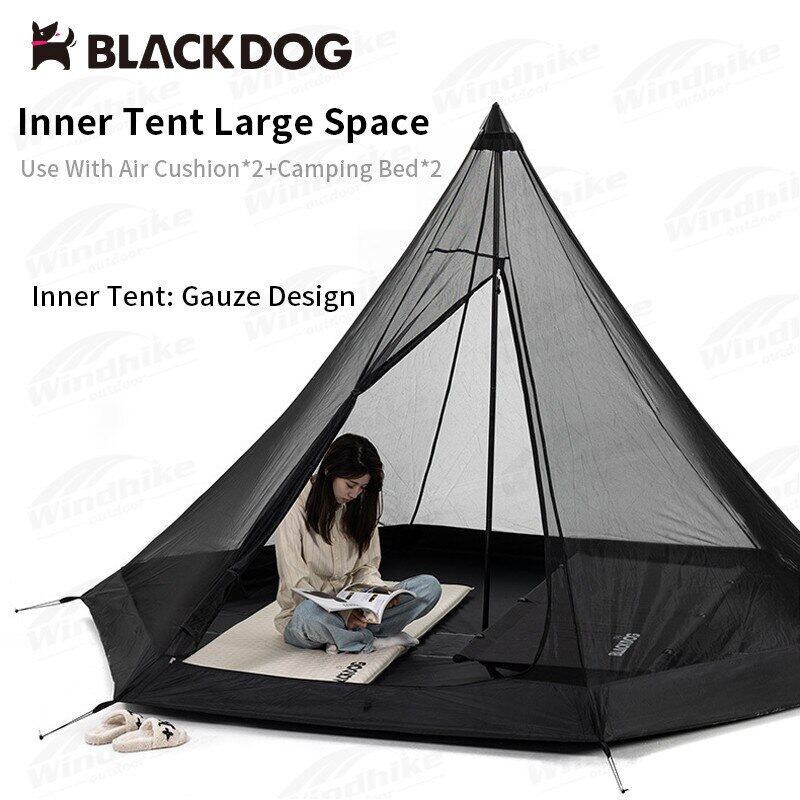 BLACKDOG Hexagon Pyramid Tent Portable Lightweight 3-4 Persons Black White Indian Pyramid 150D Oxford Cloth Outdoor Waterproof Tent Heavy Duty Original