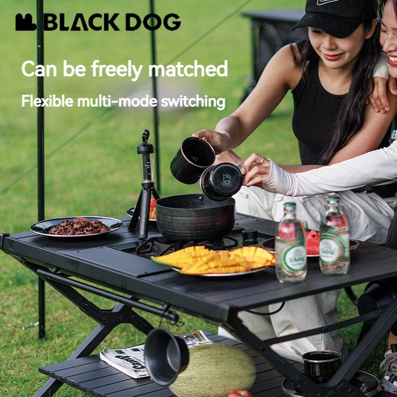 BLACKDOG Double Layer Folding Table Outdoor Desktop Aluminum Alloy Portable Lightweight IGT Egg Roll Table Camping Hiking Picnic Beach Travel Heavy Duty Original Black Dog