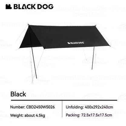 BLACKDOG Hexagonal Arc Edge Sky Curtain Large Canopy Awning Tarp Tent PU Coated Waterproof up to 27m² Shade Area UPF50+ Sunscreen Camping Hiking Picnic Beach Travel Shelter with Poles Hexagon Square Heavy Duty Original Black Dog