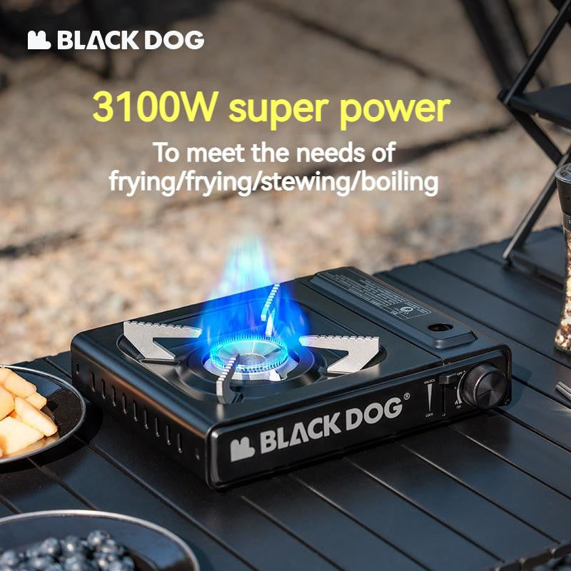 BLACKDOG Night BANQUET Gas Stove Portable Cartographic Butane Stove Cassette Canister Fuel Gas Standard Nozzle Type 3100W Firepower Outdoor Camping Cooking Korean BBQ Burner Black Dog