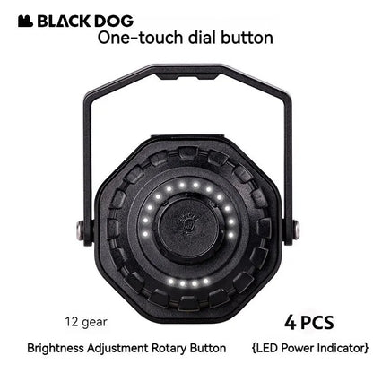 BLACKDOG STARFIRE Black Camping Lamp Mini Outdoor LED Mini Lantern 4 Lighting Modes 2600mAh Battery USB C Charging IPX4 Waterproof 6-150H Hanging Flashlight Ultralight Portable Warm Light Black Dog