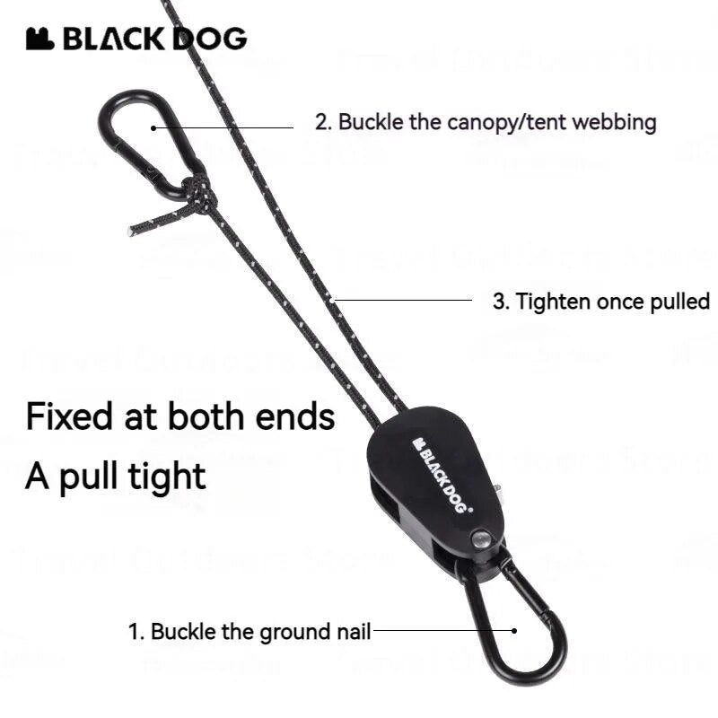 BLACKDOG Wind Rope Adjuster Portable Lightweight Pulley Design Easy Windproof Canopy Tarp Tent Setup Strong Load Bearing Outdoor Camping Hiking Outdoor Equipment Reflective Line Buckle Tensioner Hook Heavy Duty Original Black Dog