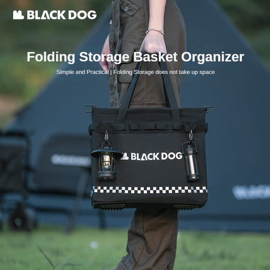 BLACKDOG Black Tactical Storage Bag Self Standing Basket Large 31L Capacity 12kg Max Load Folding Portable Collapsible