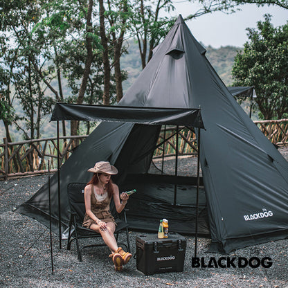 BLACKDOG Camping Pyramid Tent Outdoor for 5 to 8 Persons Black White Pyramid Tip Hexagon Silver Coated Waterproof Outdoor Camping Tent