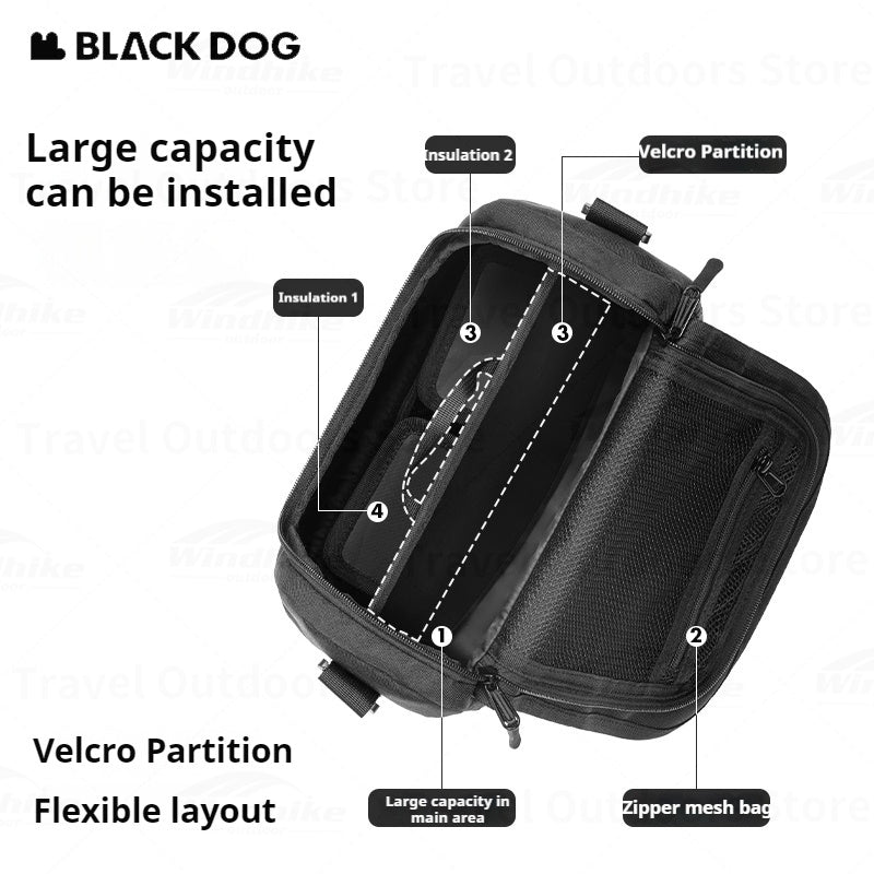 Blackdog Portable Storage Bag Ultralight Multifunctional Handbag Bag Detachable Washable Layered Wear Resisting Waterproof Camping Hiking Outdoor Picnic Beach Travel Heavy Duty Original Black Dog