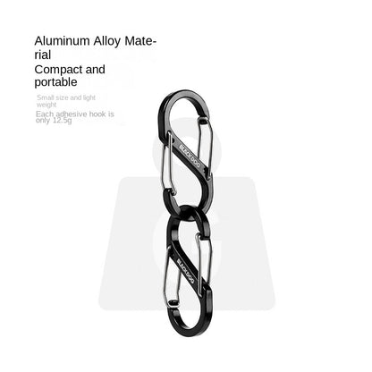 BLACKDOG 4pcs Aluminum Alloy Double Head Hook Portable Lightweight Black S Type Double Hook Carabiner Aluminum Alloy Dual Utility Buckle Hanging Keychain Holder Strap Key Chain Camping Hiking Picnic Beach Travel Heavy Duty Original Black Dog