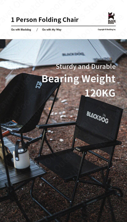 BLACKDOG Portable Black Folding Chair 3.7kg Durable 120kg Max Load Anti-skid Iron Pipe Support Kermit Foldable Chair With Armrest And Backrest