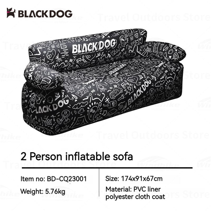 BLACKDOG Crazy Dreamer Inflatable Sofa Outdoor 1-2 Persons Portable Leisure Graffiti Print Square Stool Folding Air Couch Sofa Camping Hiking Travel Picnic Beach Folding Home Sofa Set Original Black Dog