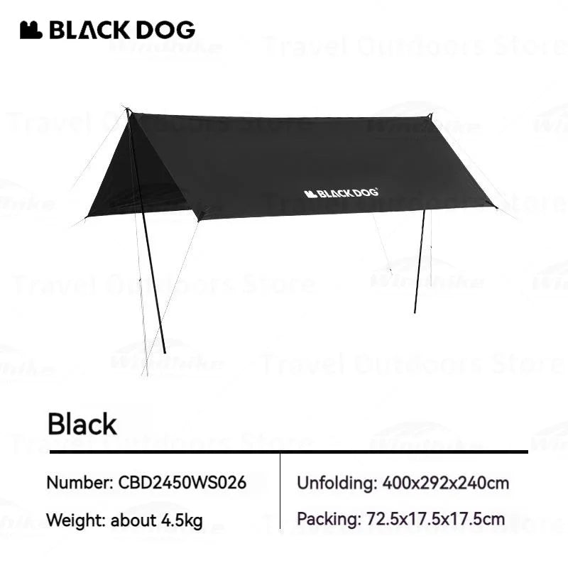 BLACKDOG Hexagonal Arc Edge Sky Curtain Large Canopy Awning Tarp Tent PU Coated Waterproof up to 27m² Shade Area UPF50+ Sunscreen Camping Hiking Picnic Beach Travel Shelter with Poles Hexagon Square Heavy Duty Original Black Dog